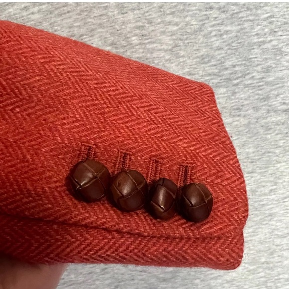J Crew Blazer WSize 8 Orange 100 %wool Herringbone Bella Jacket Academia vintage - Picture 9 of 10